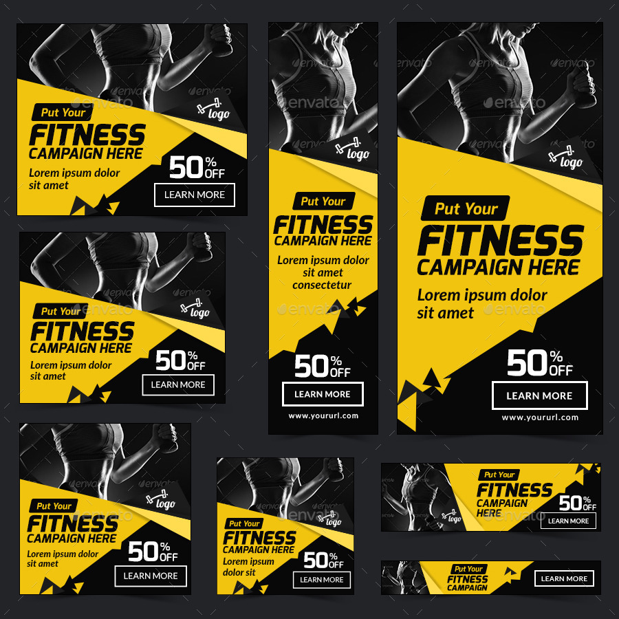 Fitness Banners Bundle 4 Sets by doto GraphicRiver